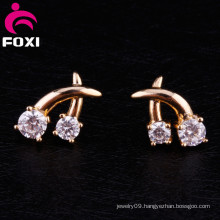 Simple Beautiful Hot Sale CZ Gold Plated Stud Earrings